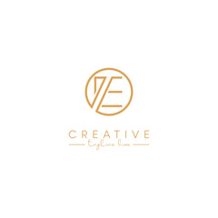 Abstract E Letter Artistic Logo Design. Initial Based Vector Template.