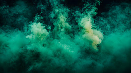 Abstract swirling green smoke creating a mystical atmosphere.