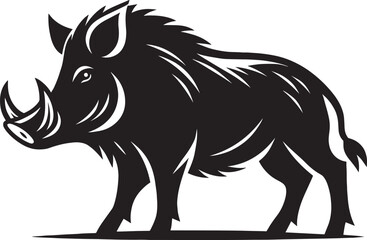 Boar Silhouette isolated on white background Minimalist boar vector shape icon