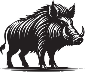 Boar Silhouette isolated on white background Minimalist boar vector shape icon