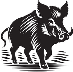Boar Silhouette isolated on white background Minimalist boar vector shape icon
