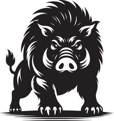 Boar Silhouette isolated on white background Minimalist boar vector shape icon