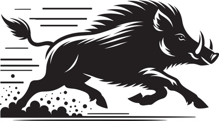 Boar Silhouette isolated on white background Minimalist boar vector shape icon