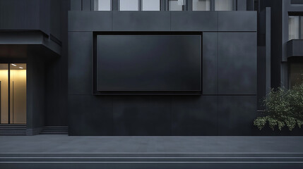 Stylish Black Advertising  on Dark Wall Mockup