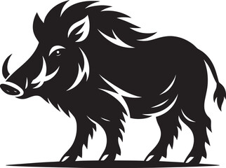Boar Silhouette isolated on white background Minimalist boar vector shape icon