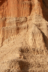 Intriguing natural phenomenon of sand pyramids in arid landscapes.