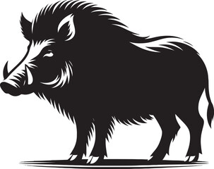 Boar Silhouette isolated on white background Minimalist boar vector shape icon