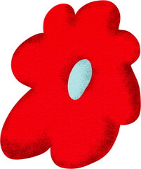 red flower with a blue center, Digital painting bold colors, pop style.