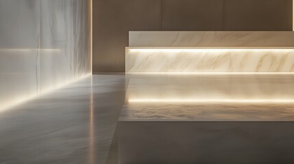 41. A smooth, white marble surface illuminated by soft lighting