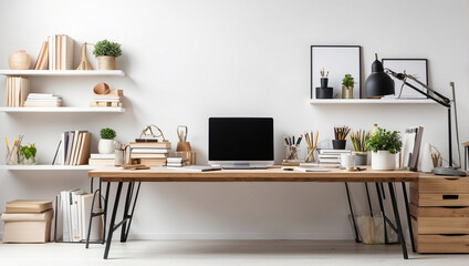 Workspace Office Table with Empty Desk
