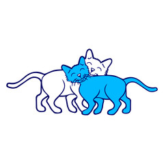 Cat Design 2 Friends Team Two Cuddling Couple Crew Funny Cool Cartoon Cute Cats Lovers Cartoon Comic Fun Love Sweet Kittens Adorable Feline Like Playful Kitties Fur Baby Illustration Paw Pet Owners
