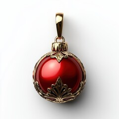 Elegant red christmas ornament with gold detailing for festive decorations