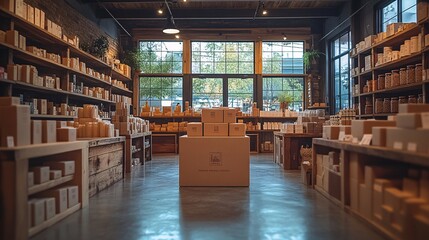 Obraz premium Stylish Display of Boxes in Modern Retail Space