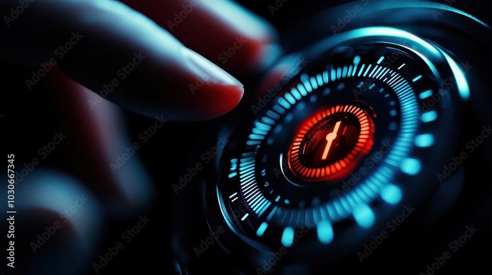 Poster futuristic control panel with glowing elements.