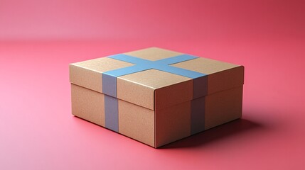 Obraz premium Clean Box with Sharp Edges on a Red Background