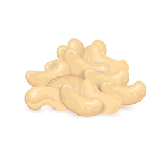 a bunch of Cashews vector illustrations for packaging and product marketing cashew products isolated realistic looking premium clean cashews roasted cream white color light brown