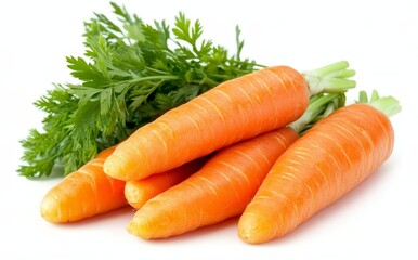 Isolated carrot with white background cutout with leaves