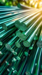 Green Metal Rods Abstract Background.