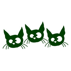Cat Design 3 Crazy Weird Three Friends Team Heads Crew Funny Cool Cartoon Cute Cats Lovers Cartoon Comic Fun Love Sweet Kittens Adorable Feline Like Playful Kitties Fur Baby Illustration Paw Pet Owner