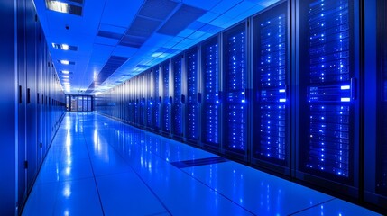 Bitcoin mining in a network security server room at a data center