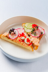 cold appetizer on the white plate