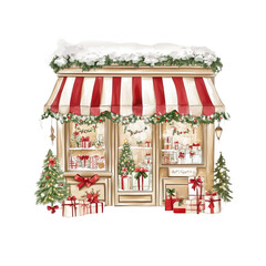 Christmas shop, Clip Art Watercolor 