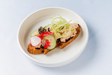 cold appetizer on the white plate