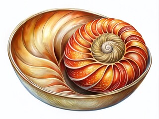 Obraz premium Hand Drawn Nautilus Shell Illustration - Vintage Style Vector Art for Nature Lovers