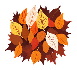 Fototapeta premium Colorful autumn maple leaves scattered on the ground clipart illustration of traditional autumn leaves for postcards.generative ai