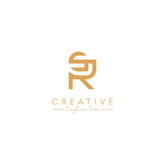 Alphabet RS SR Letter Artistic Logo Design. Initial Based Vector Template.