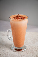 coffee with chocolate in glass