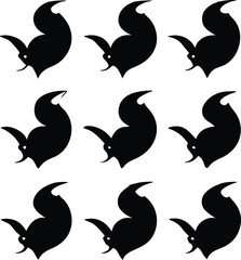 Black Bat Silhouette Pattern on White Background, Halloween Decor, Repeating Graphic Design, Vector Illustration