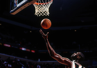 Basketball Player Charging to the Rim for a Fast Layup