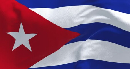 Close-up of Cuba national flag waving in the wind
