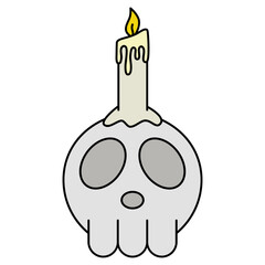 skull and candle illustration