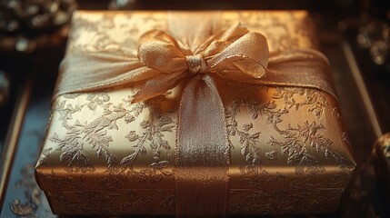 Elegant Gift Box with Ribbons and Texture Details