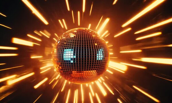 A Glittering Disco Ball Amidst a Burst of Golden Light