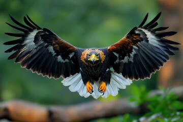 Obraz premium Majestic golden eagle in flight, wings fully spread