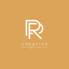 Alphabet RP PR Letter Artistic Logo Design. Initial Based Vector Template.