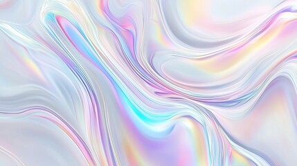 Fototapeta premium A stunning abstract holographic background with flowing liquid marble patterns and soft pastel color waves. This fluid design creates a modern and elegant visual aesthetic, perfect for use in posters,