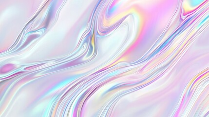 A stunning abstract holographic background with flowing liquid marble patterns and soft pastel color waves. This fluid design creates a modern and elegant visual aesthetic, perfect for use in posters,