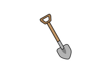 Vector illustration of cartoon shovel with handle