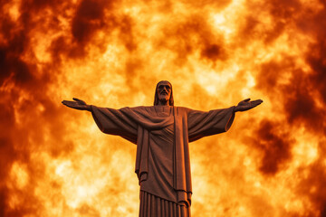 Brazilian landmarks dramatized by glorious Christmas Eve fireworks in festive celebration 