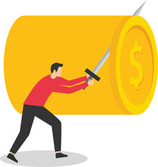 Businessman setting aside funds for taxes and capital gain, profit concept. Accounting or bills, wealth management. Modern vector illustration in flat style

