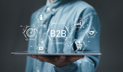 B2B Marketing Concept, Business to Business, e-commerce, institutional sales, Business Company...