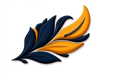 Simple feather icon in rare colors, with soft curves