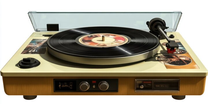 Vintage record player with a vinyl record.