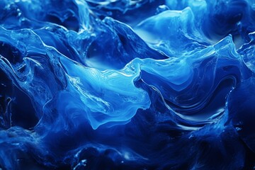 Obraz premium Abstract blue waves creating a stunning visual effect in a swirling formation under soft lighting. Generative AI