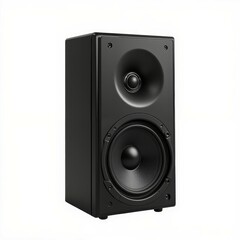 Fototapeta premium Black audio speaker, white isolate background