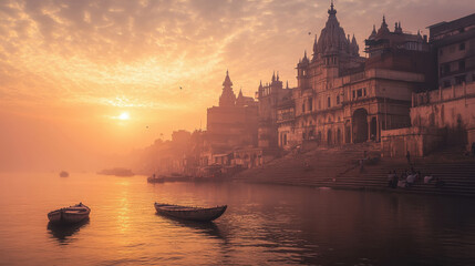 Obraz premium holy city Varanasi on Ganga river